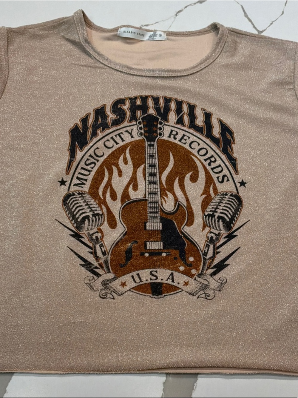 Altar'd State Shimmery Metallic Trim Oversized S Nashville Music City Records